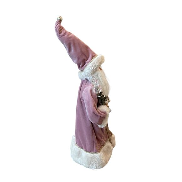 34th & Pine 23" Pink Velvet Santa w/ Crystal Ornaments Christmas Holiday New - Picture 2 of 16
